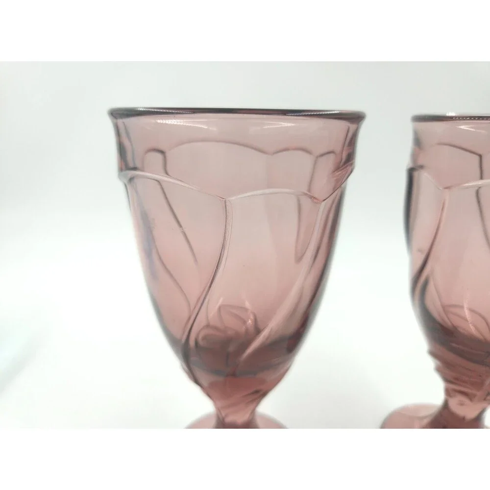 2 Noritake Crystal Sweet Swirl Pattern Lilac Plum Iced Tea Goblet 7 3/8